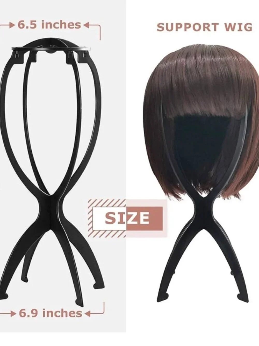 3‑Pack Black Wig Stands – Lightweight, Easy Assembly, Travel‑Friendly
